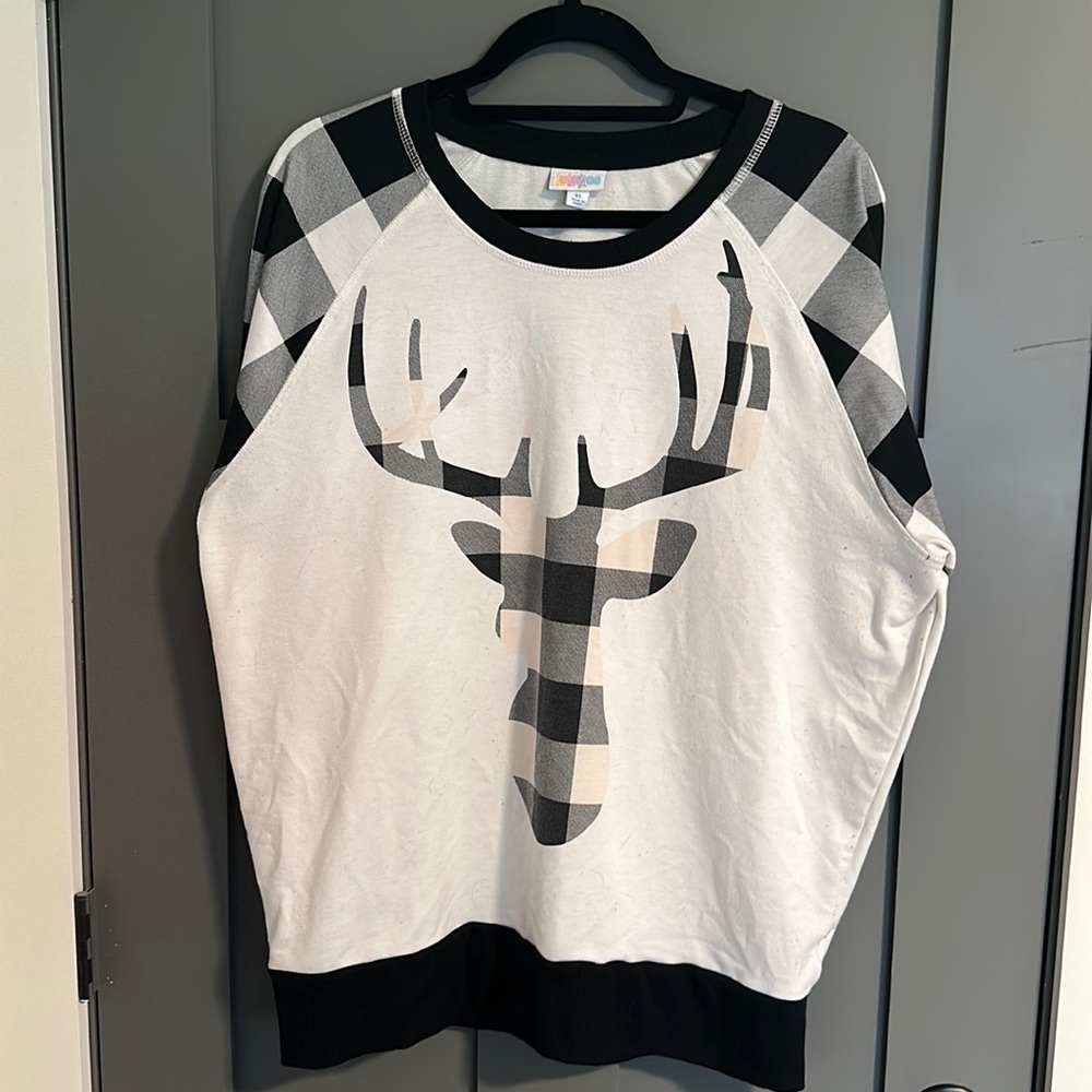 Buffalo plaid short sleeve sweatshirt